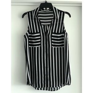 Express Striped Portofino Sleeveless Shirt - Sz M